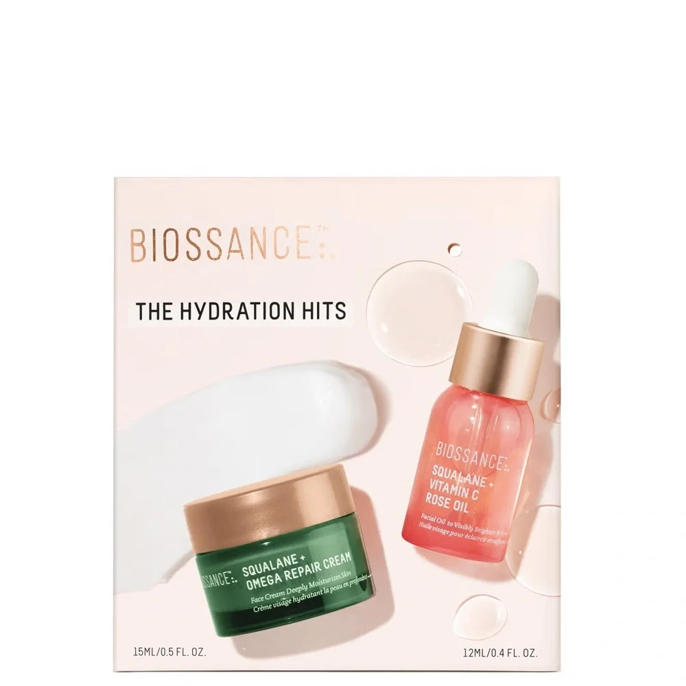 Biossance - The Hydration Hits | Squalane + Omega Repair Cream & Vit. C Rose Oil